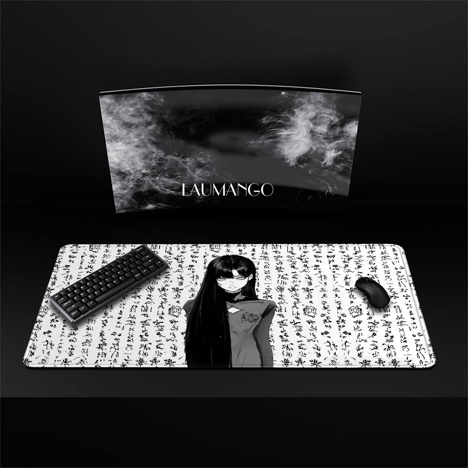 Pc Gaming Drawing - Anime Girl Mouse Pad Large Black