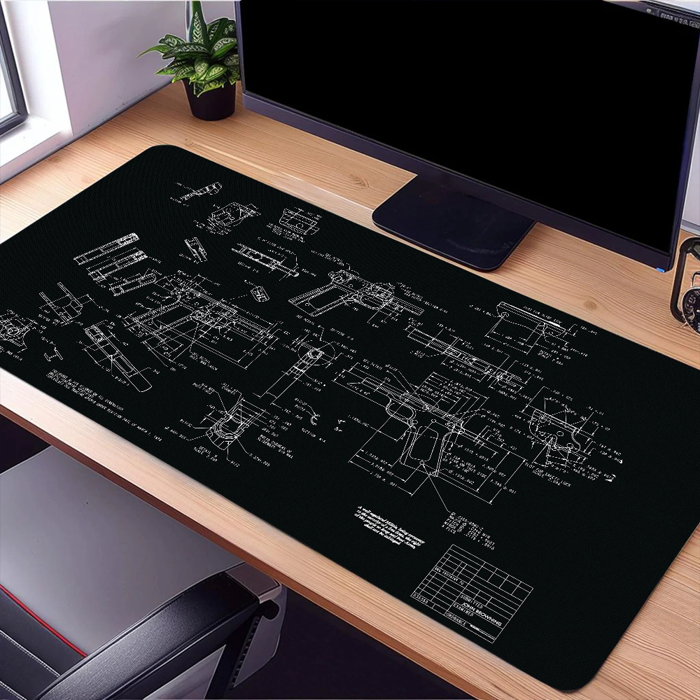 Pc Gaming Drawing - B-BROWNING 1911 Design drawings Mouse Pad