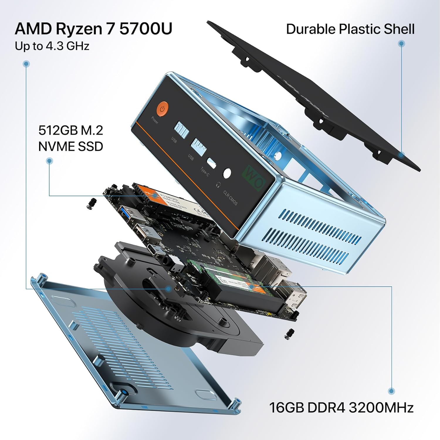 Mini PC AMD Ryzen7 5700U (8C/1 - Pc Gaming Ddr4 ulasan dan harga