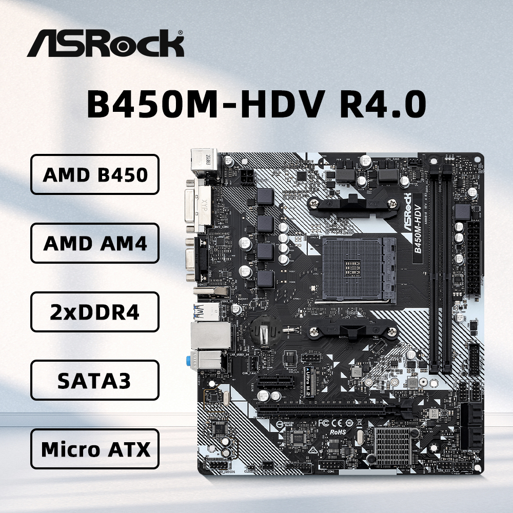 ASROCK B450M-HDV R4.0 Motherbo - Pc Gaming Cpu ulasan dan harga