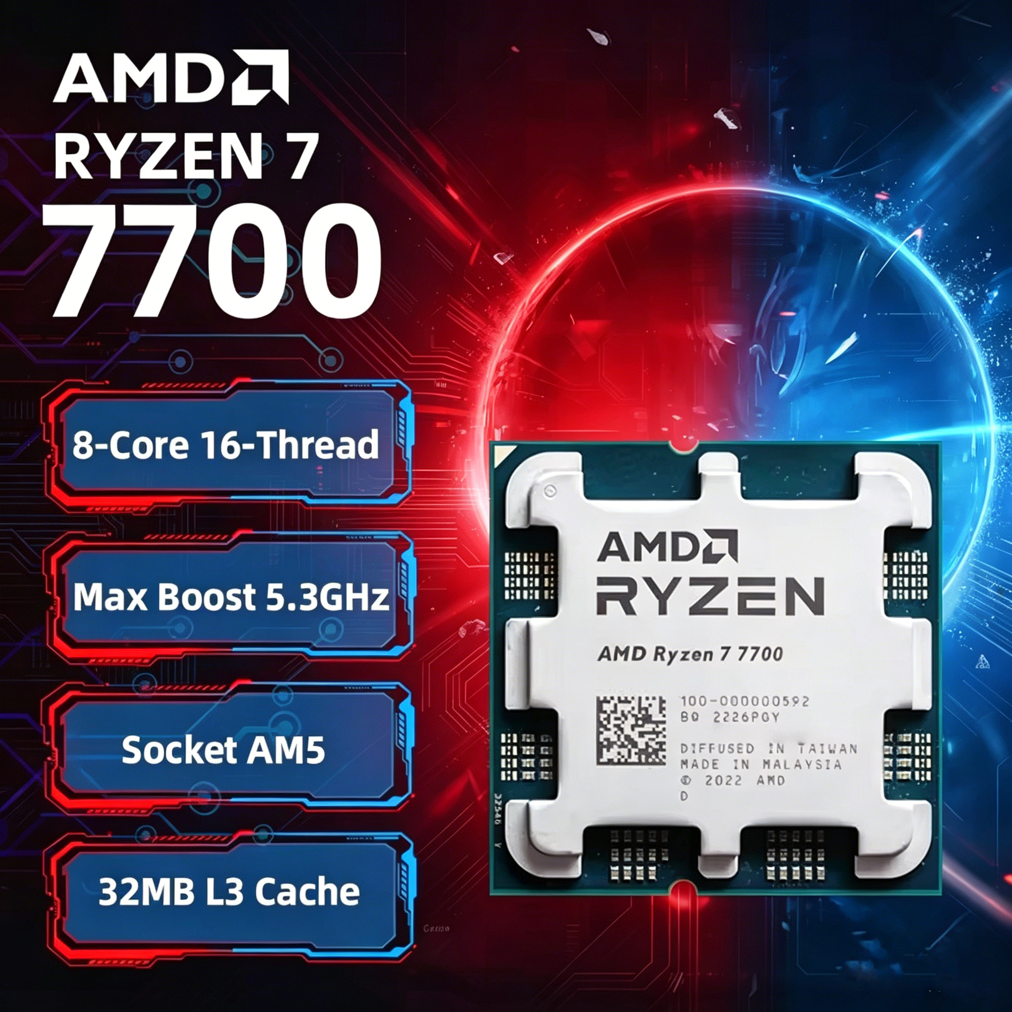 AMD Ryzen 7 7700 R7 7700 8 Cor - Pc Gaming Cpu ulasan dan harga
