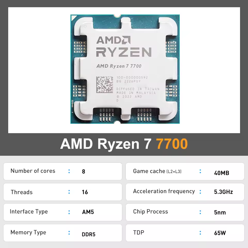 AMD Ryzen 7 7700 R7 7700 8 Cor - Pc Gaming Cpu ulasan dan harga