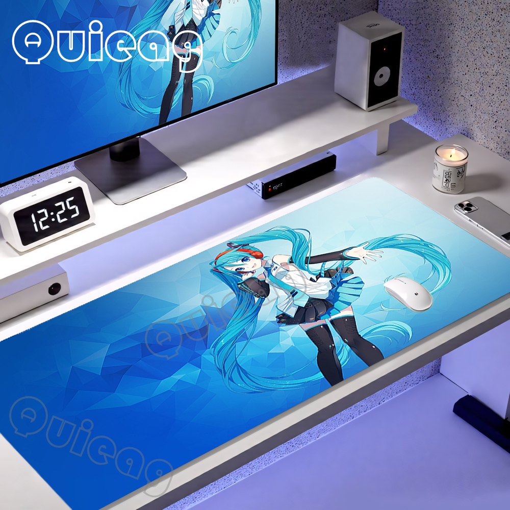 Blue Kawaii Desk Mat Large Ext - Pc Gaming Hatsune Miku ulasan dan harga