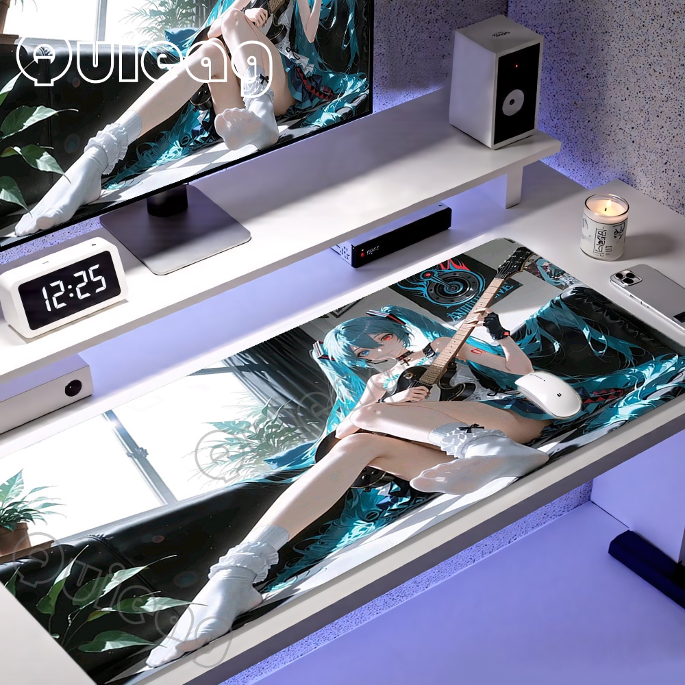 Blue Kawaii Desk Mat Large Ext - Pc Gaming Hatsune Miku ulasan dan harga