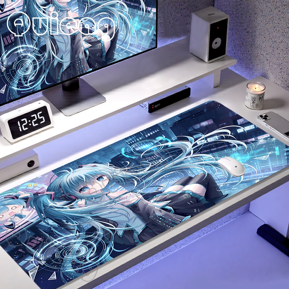 Blue Kawaii Desk Mat Large Ext - Pc Gaming Hatsune Miku ulasan dan harga