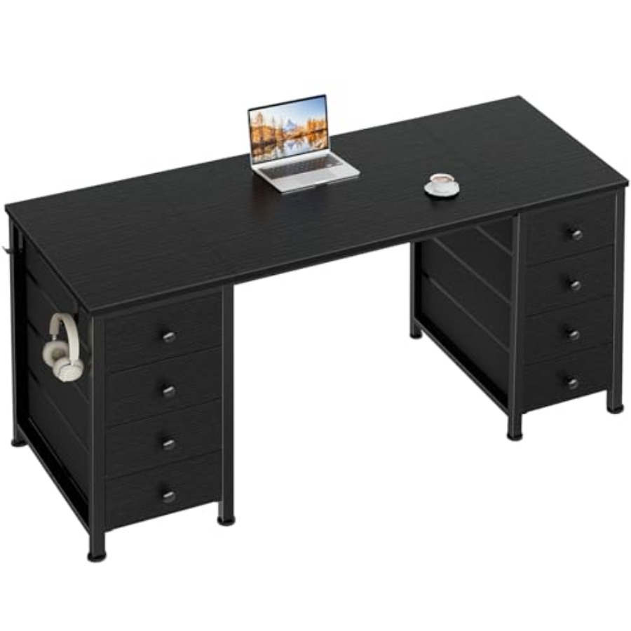 Black Gaming Desk with Fabric  - Pc Gaming Drawing ulasan dan harga