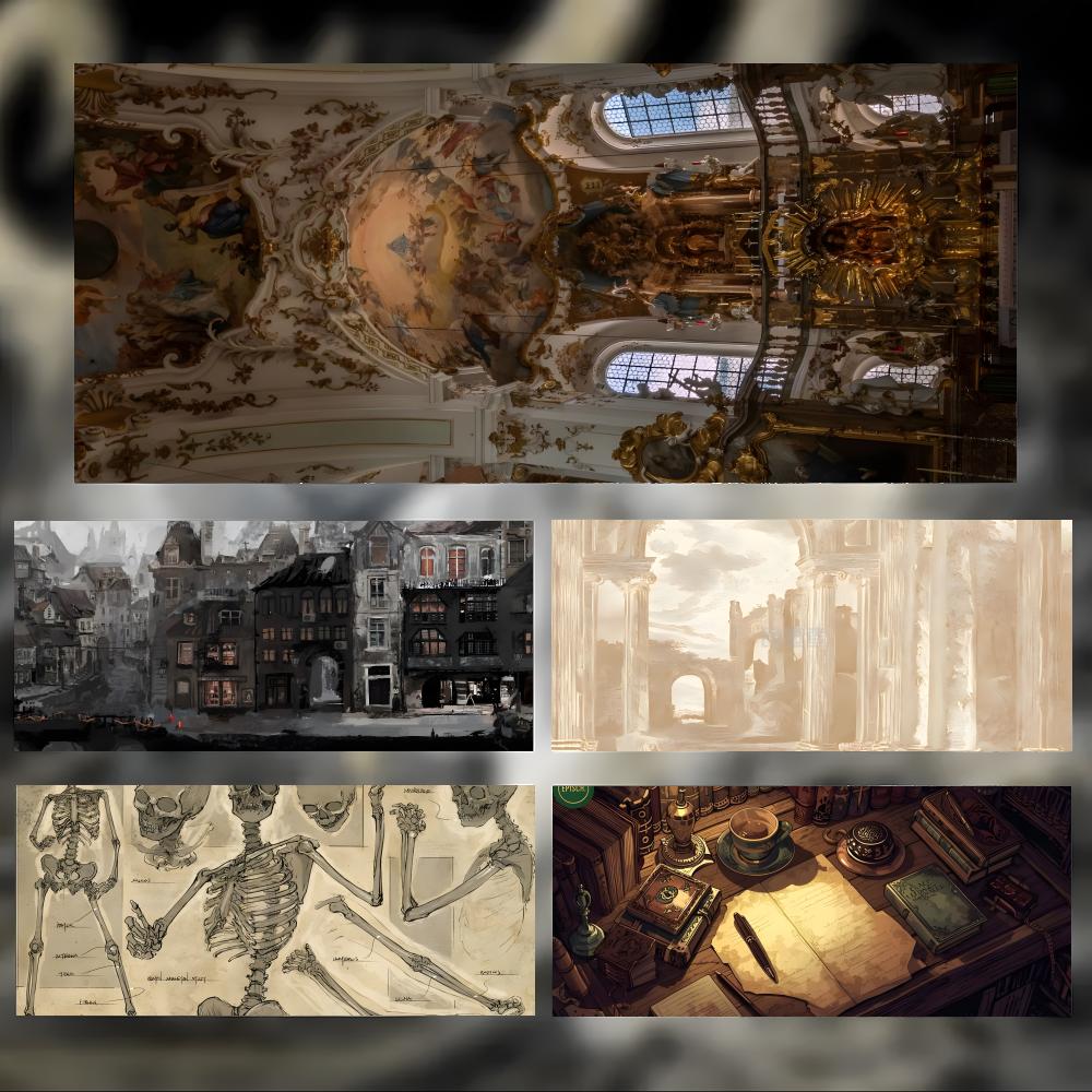 Retro Vintage Architecture Dra - Pc Gaming Drawing ulasan dan harga