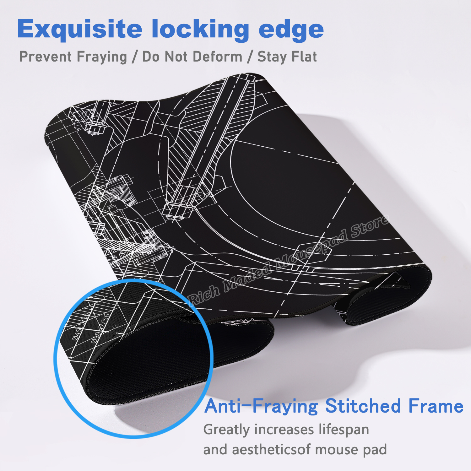Black Large Mouse Pad Engineer - Pc Gaming Drawing ulasan dan harga